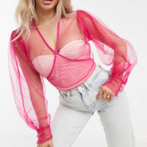 Organza Tie Front Top - Picture 3 of 6